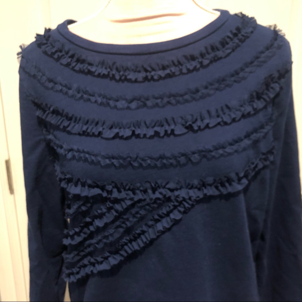 Lord & Taylor ruffle cotton shirt in navy blue